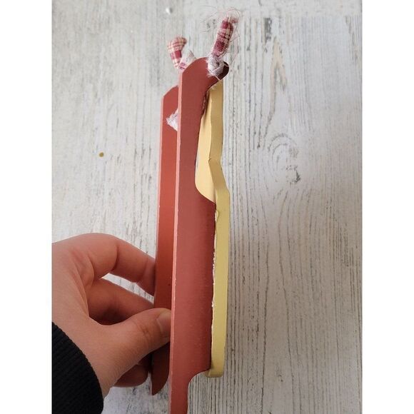 Wooden Gingerbread Girl sled ornament Xmas Decor heart - Picture 5 of 5